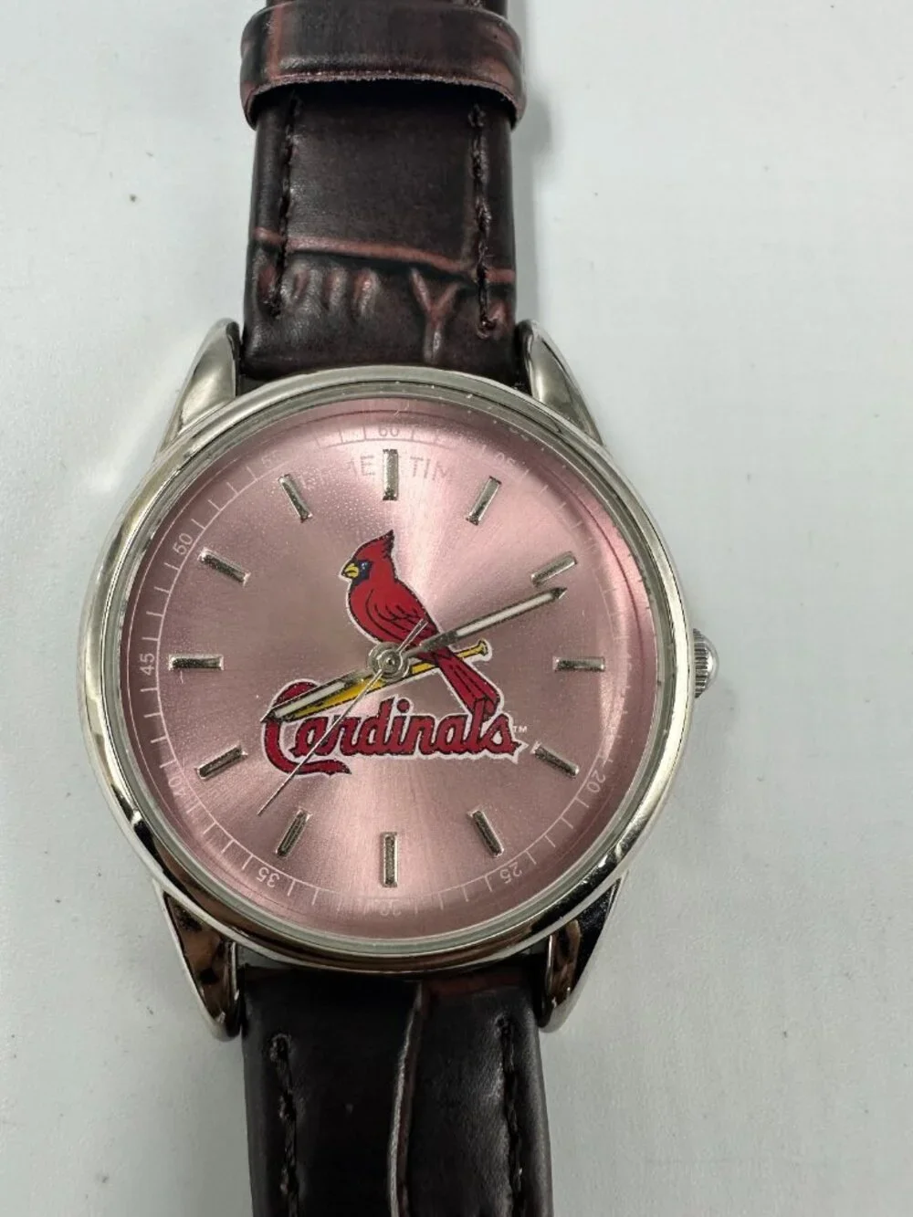 Game Time St. Louis Cardinals Watch Women Silver Tone Pink Dial New Battery